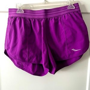 Saucony running shorts, size M, purple